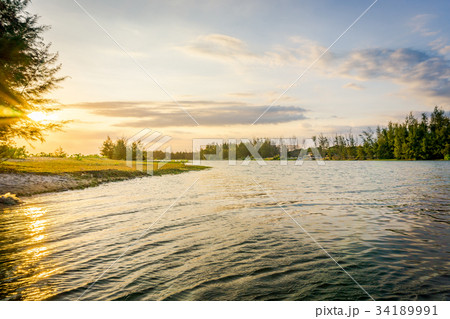 River in sunset 34189991