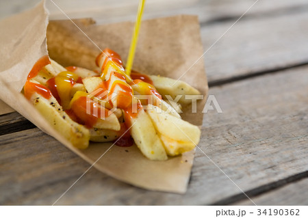 Close up of hamburger in paper bag 34190362
