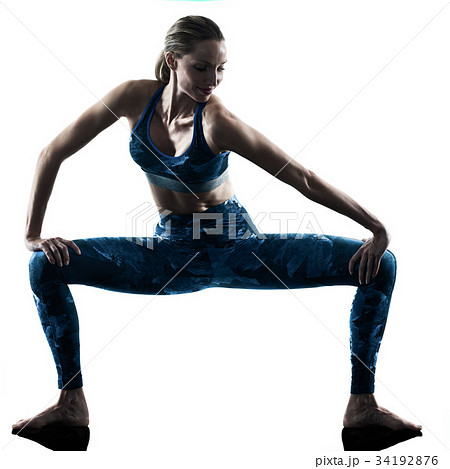 woman fitness pilates excercises silhouette  34192876