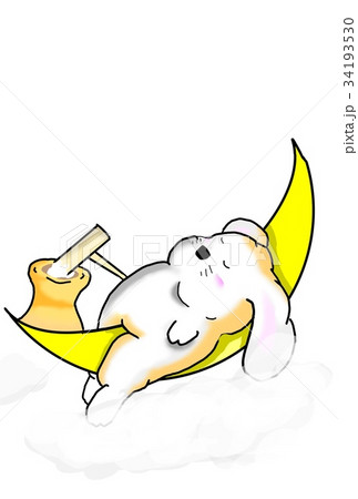 三日月とウサギのイラスト素材