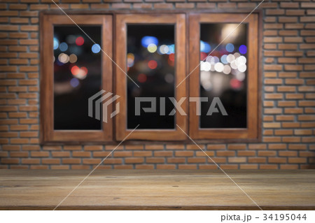 Empty wooden table for present product 34195044
