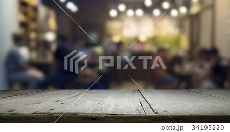 Empty wooden table for present product  34195220