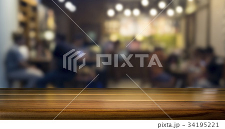 Empty wooden table for present product  34195221