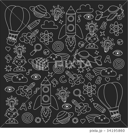 Vector set of doodle icons Blackboard chalk Vector set of doodle icons Blackboard chalk 34195860