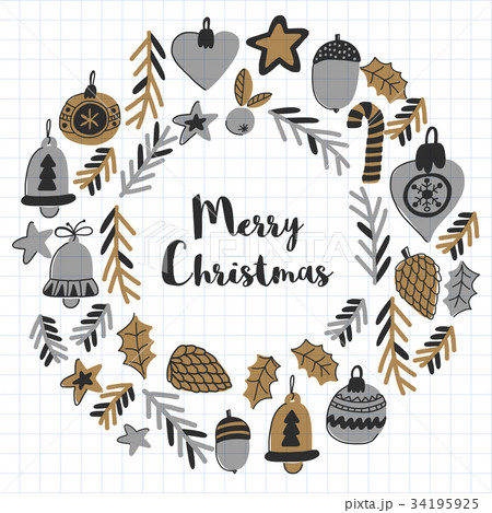 Gold Christmas patterns with christmas bells Gold Christmas patterns with christmas bells 34195925