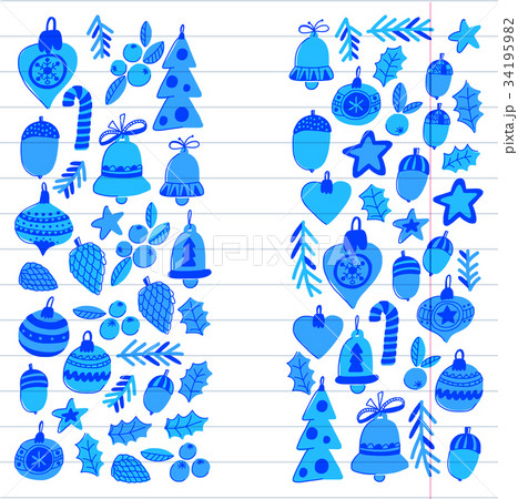 Christmas pattern with christmas elements, balls 34195982