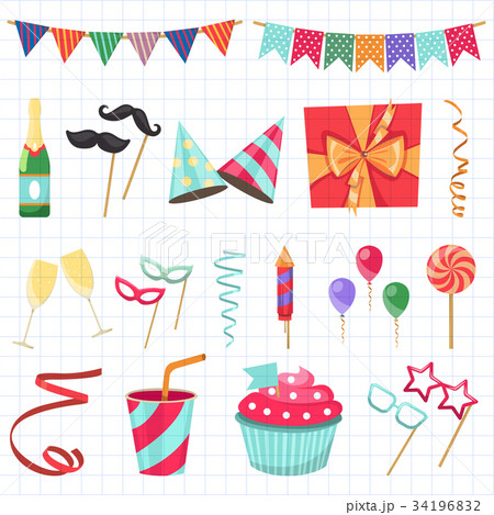 Flat vector icons Celebration party carnival 34196832