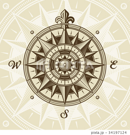 Vintage nautical medieval wind rose 34197124