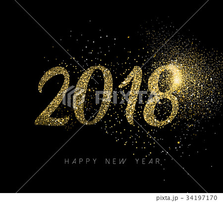 Happy New Year 2018 gold glitter dust holiday card Happy New Year 2018 gold glitter dust holiday card 34197170