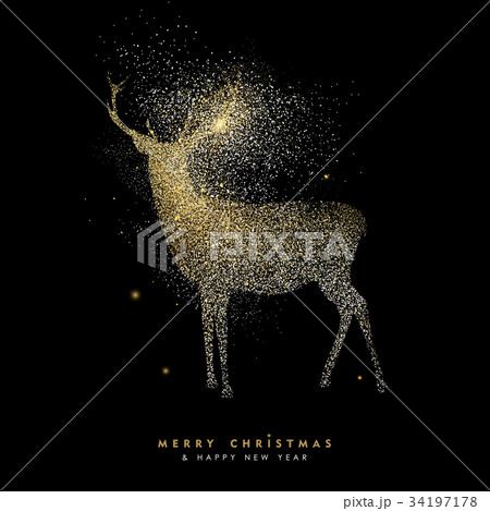 Christmas and new year holiday gold glitter deer 34197178