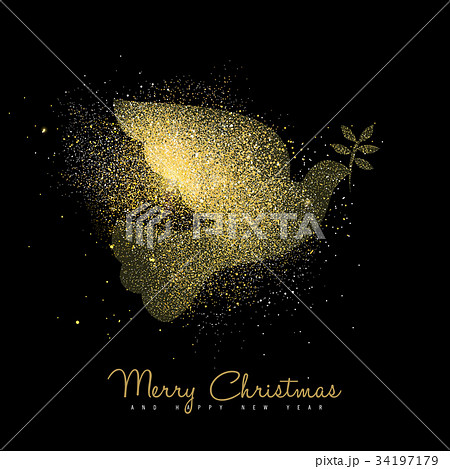 Christmas and new year gold glitter peace dove art 34197179