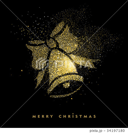 Christmas gold glitter holiday decoration card 34197180