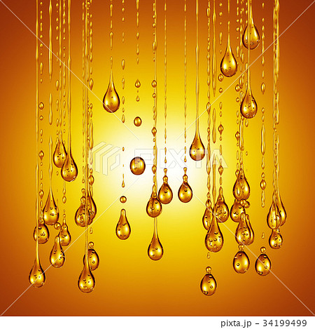 3D detailed illustration of a drop of water gold 3D detailed illustration of a drop of water gold 34199499