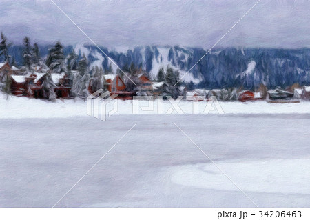 Oil Painting; Flozen Lake, Climate Change Oil Painting; Flozen Lake, Climate Change 34206463