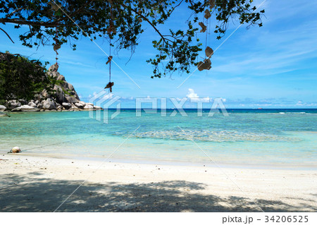 The beach with blue sea at Koh Chang island . 34206525
