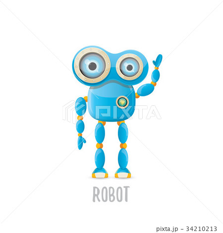 vector funny cartoon blue robot character vector funny cartoon blue robot character 34210213