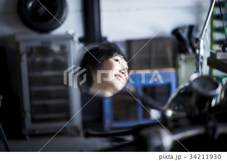 バイクにまたがる女性 バイクにまたがる女性 34211930