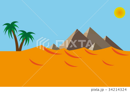 Desert landscape of the pyramid in flat design 34214324