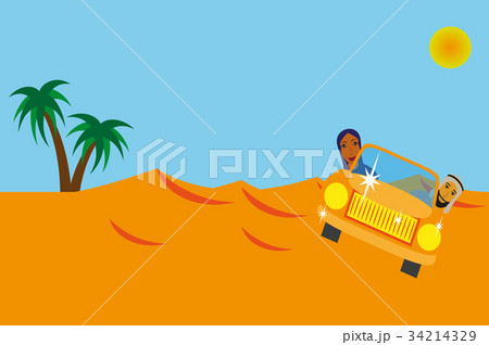 Safari in the desert . Arab family in the car Safari in the desert . Arab family in the car 34214329