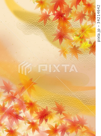 ボケ和柄  渋  紅葉 34214642