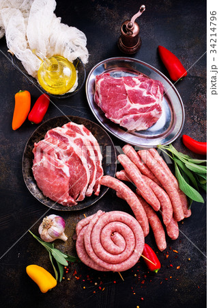 meat and sausages meat and sausages 34214796