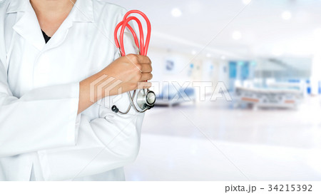 Female Doctor  holding a stethoscope Hospital ward 34215392