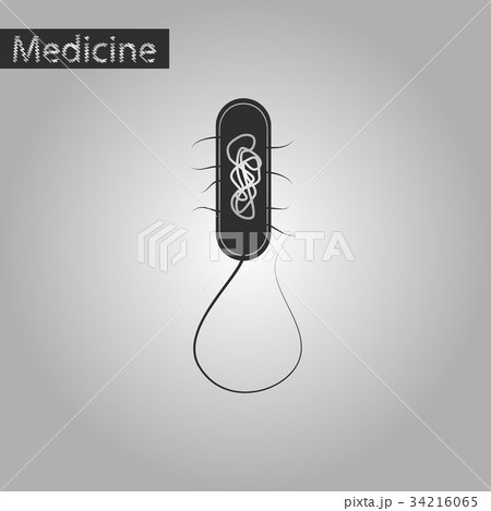 black and white style icon of bacteria 34216065