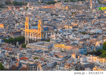 Paris city at sunset in France 34216574