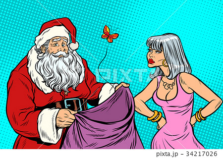 Santa Claus without gifts and angry woman 34217026