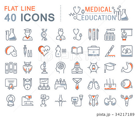 Set Vector Flat Line Icons Medical Education 34217189
