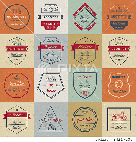 Set Vector Vintage Sign and Logos Scooter 34217206