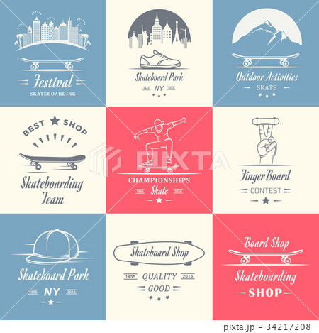 Set Vector Retro Skateboarding Logo and Badge Set Vector Retro Skateboarding Logo and Badge 34217208