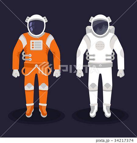 Astronaut and Cosmonaut on Dark Background 34217374