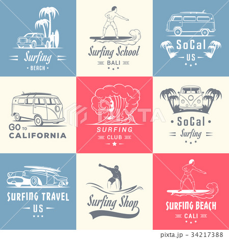 Vector Set Surf Badges, Sign and Logos 34217388