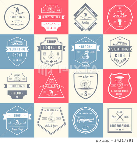 Vector Set Surf Badges, Sign and Logos 34217391