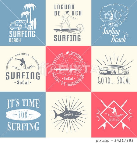 Vector Set Surf Badges, Sign and Logos 34217393