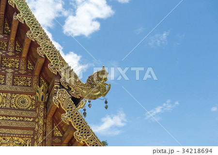 Northern Thailand traditional style temple roof Northern Thailand traditional style temple roof 34218694
