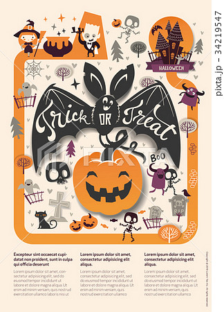 lovely holiday happy halloween flyer template withのイラスト素材