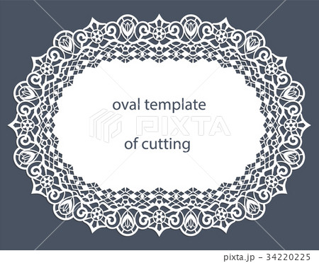 Greeting card with decorative oval border, doily Greeting card with decorative oval border, doily 34220225