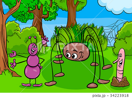 ant and opilion insect cartoon characters 34223918