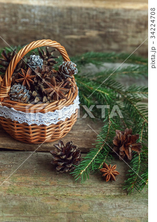 Christmas decorations on a wooden background Christmas decorations on a wooden background 34224708