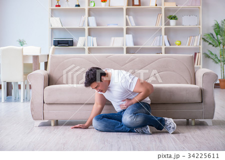 Man suffering from sick stomach and vomiting 34225611