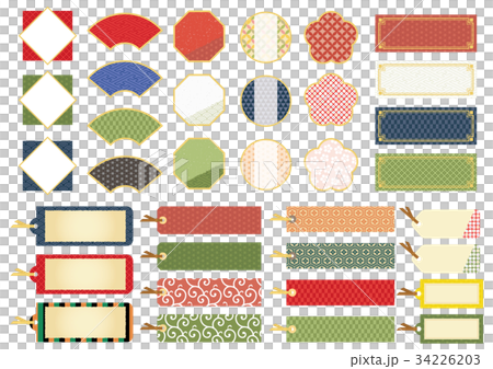 Japanese pattern label and chopsticks 34226203