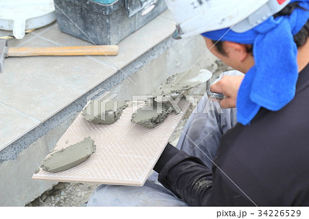 建設工事　タイル張り 34226529