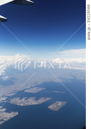 神戸空港付近上空からの大阪湾 神戸空港付近上空からの大阪湾 34229566