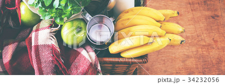 Picnic Wattled Basket Setting Food Summer Time 34232056