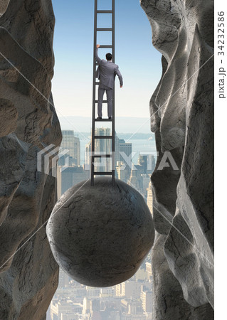Businessman in career promotion concept Businessman in career promotion concept 34232586