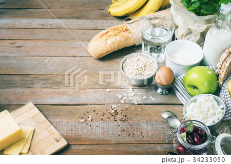 Ingredients Healthy Breakfast Oatmeal Fruit 34233050
