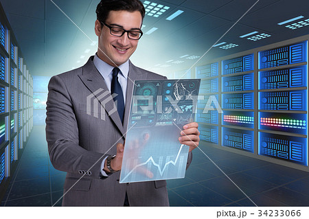 Concept of big data management with businessman 34233066