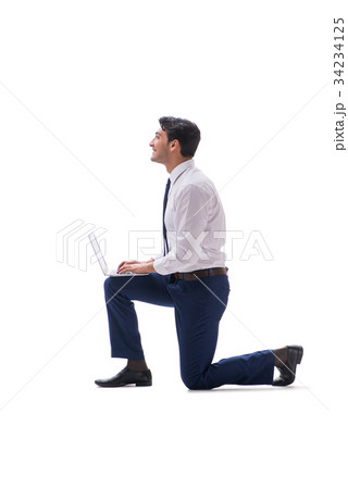 Businessman walking standing side view isolated on Businessman walking standing side view isolated on 34234125